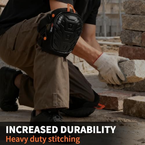 GRENPRO Heavy Duty Work Knee Pads, Quick Release Buckle for Construction - color: Upgraded Black