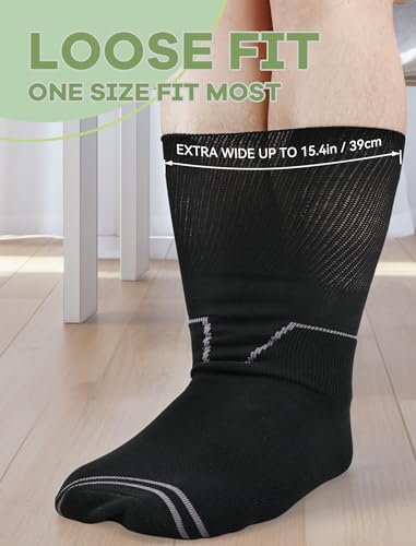 SONORAN Walking Boot Socks Bamboo Viscose (2 Pairs) Lightweight Replacement Sock Liner for Medical Tube Cast Socks - color: Black