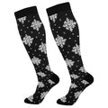 Snowflake Red Christmas Compression Sock for Women Men Funny Support Knee High Socks Running,Nurses,Travel - color: Black Snowflakes
