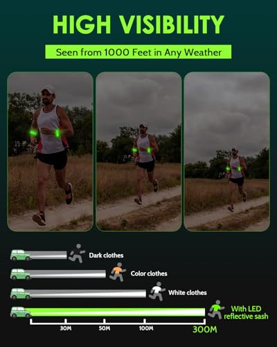 Fitense Rechargeable LED Armband 2-Pack, High Visibility Running Gear for Night Safety, 5 Colors & 3 Modes Light Up Wristbands for Night Walking, Cycling, Gift for Women Men Kids - style: Wave