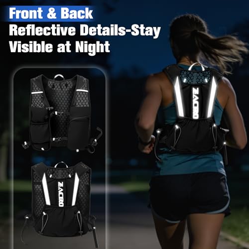 Zacro Running Hydration Vest Backpack, Running Vest with 2L Water Bladder for Men Women, Lightweight Water Backpack for Running, Hiking, Climbing, Camping, Cycling - color: Black
