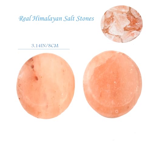 2 Pcs Himalayan Salt Hot Massage Stones Cold Stones Set Warm Rocks Kit for Facial SPA 3.14 * 3.14in - size: ROUND SHAPE