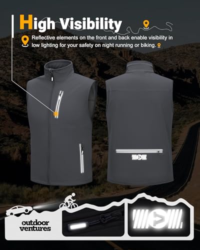 Outdoor Ventures Men's Running Golf Vest Outerwear Lightweight Windproof - color: Cool Grey, size: XX-Large