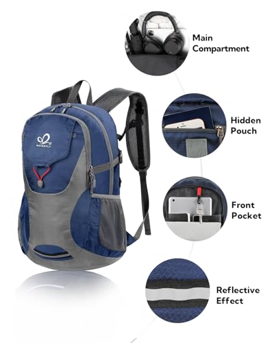 WATERFLY Lightweight Packable Hiking Backpack, 30L Day Pack Blue - color: Blue