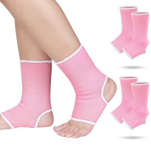 Haysandy 4 Pcs Kids Ankle Brace Support, Pink, 5-10 Years - color: Pink, size: 5-10 Years