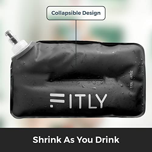 FITLY Soft Flask Running Water Bottle - Collapsible Hydration Flask - color: Black, size: 5.1 Ounces