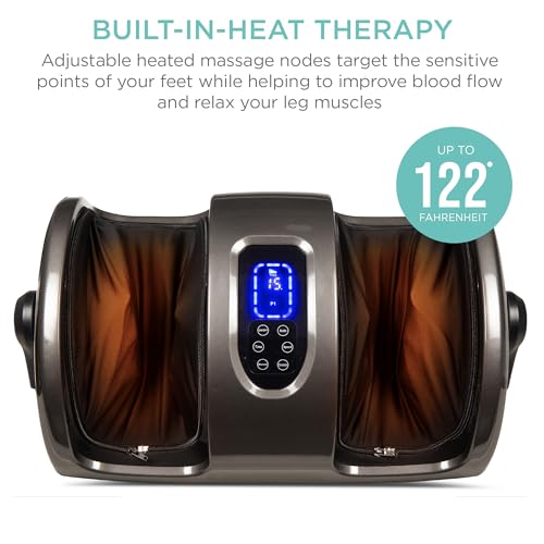 Best Choice Products Shiatsu Foot Massager with Heat for Plantar Fasciitis & Neuropathy, Kneading Foot & Calf Massager with Remote, 360° Adjustable Handle, Rolling & Compression Massage - Gray - color: Gray