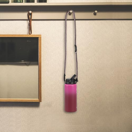 Wongeto Paracord Handle Carrier Holder with Shoulder Strap,Compatible with Hydro Flask Wide Mouth Water Bottles - color: Pink/Black