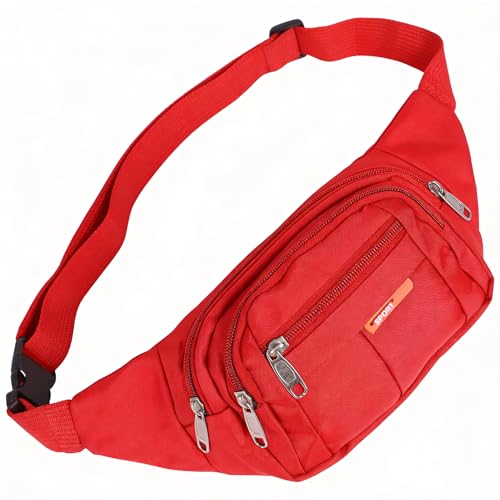 Waist Pack Sports Fitness Travel Men Women (Red) - color: Red