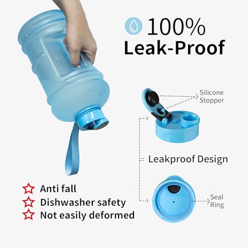 TOOFEEL 2.2 Liters Gym Big Sports Water Bottles for Men - Reusable BPA Free Plastic Clear Water Jug - Unique Water Bottles, Comfurtable to Touch and Easy to Clearn - Matte Light Blue Water Bottle - color: Matte Light Blue, style: 74 oz water bottle