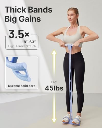YOTTOY Pedal Resistance Band, Thick Elastic Tension Rope with Handles, Sit-Up Pull Rope Fitness Equipment for Leg, Arm, Abs, Waist, Home Gym & Yoga Training - color: Blue