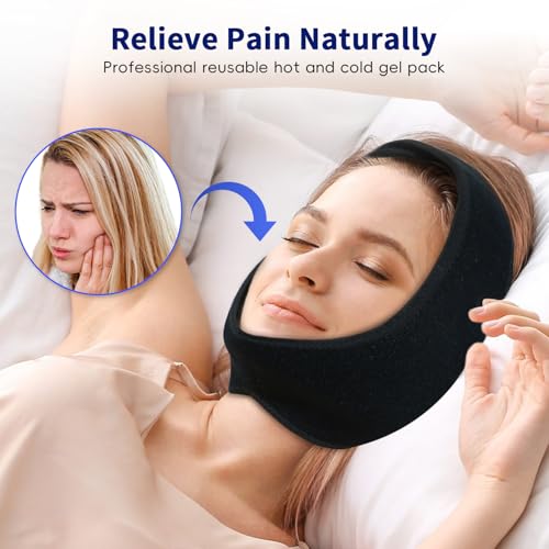 Wisdom Teeth Ice Pack Head Wrap for Pain Relief - Cold Hot Therapy for Face - color: Black