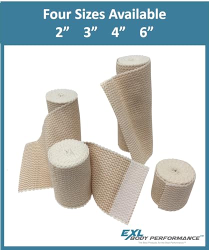 6" Elastic Bandage Wrap with Self-Closure, 2-Pack – 15 ft Stretched – Latex-Free, Reusable, Washable – Compression Support for Sprains, Injuries, Swelling, Sports Recovery - size: 6"