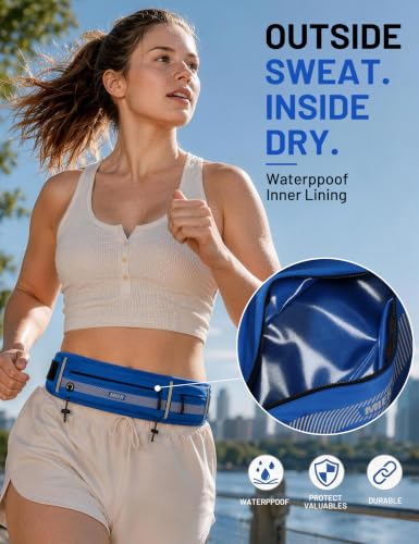 MIER Running Belt for Women & Men, Fanny Pack with Marathon Bib Clip, Navy - color: Navy