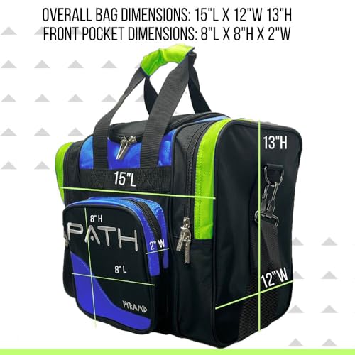 Pyramid Path Pro Deluxe Single Bowling Ball Tote - Holds One Ball, One Pair Shoes Up to Mens 15 - color: Lime Green/Royal Blue