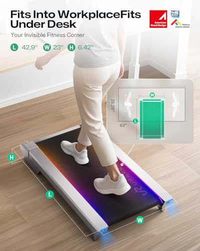 UREVO CyberPad Smart Walking Pad with 14% Auto Incline, Brushless Motorized Under Desk Treadmill for Home Office Fitness, Elegant Speed Lights, Spacious Surface, Digital Controller, AI-Powered App - color: Silver