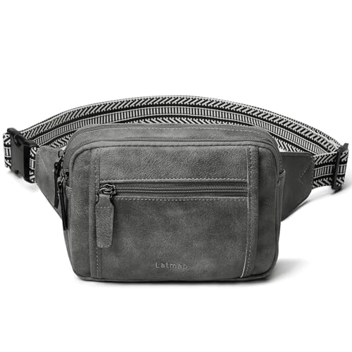 LATMAP 3L TRIPLE ZIP Fanny Packs Belt Bag For Women Men Crossbody Waist Pack Sling Chest Bum Travel Bag Purse Faux Leather Fashion Cute Dark Grey - color: Dark Grey