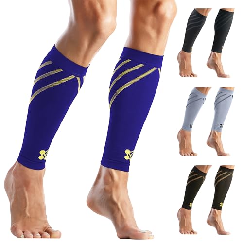 CopperJoint Calf Compression Sleeve for Men & Women, Blue, Large, Firm Fit - color: Blue, size: Large