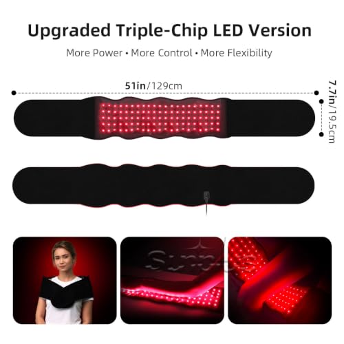 Red Light Therapy Massage Belt, Vibrating Infrared Light Wrap Pad for Body - color: Black