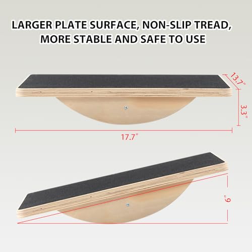 Multi-Function Wooden Slant Board & Balance Board, Adjustable Incline Board and Calf Stretcher,Stretch Board - Wide Anti-Slip Surface - Black