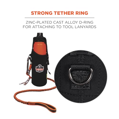 Ergodyne Squids 3775L Water Bottle Holder with Belt Clip, D-Ring Attaches to Tool Lanyards,Large - size: Large