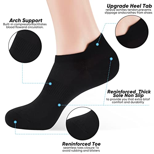ATBITER Ankle Socks Women&Men 6-12Pairs Thin Low Cut No Show Socks With Tab - color: 12 Pairs 6white+6black, size: 9-11