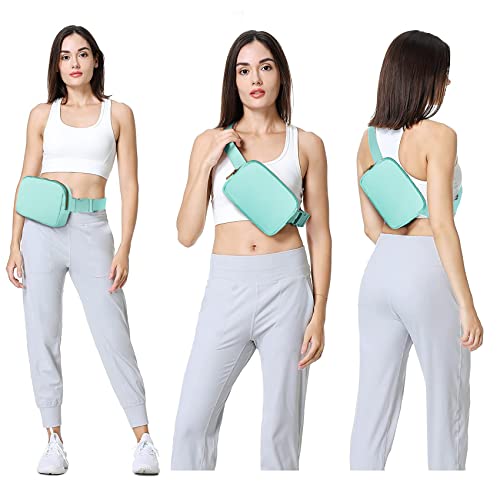 VOROLO Fanny Pack For Women And Men Crossbody Bag Black+Light Green - color: Black+Light Green