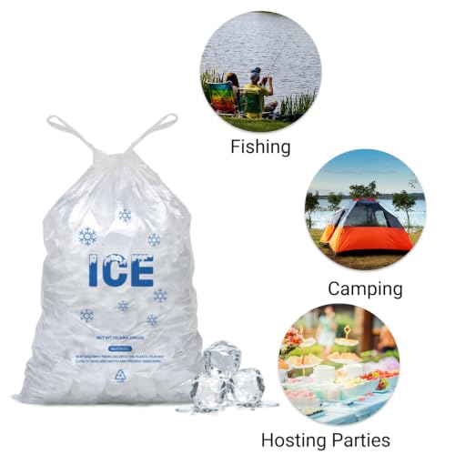 100 PACK 10 lb. Plastic Drawstring Ice Bags 12" x 21" Heavy-Duty - style: 12x21inch(100pack)