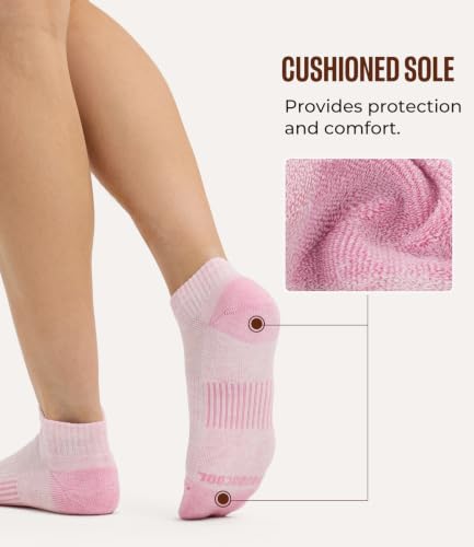 BAMBOO COOL Athletic Ankle Socks Womens Moisture-Wicking 5/6 Pairs - color: White*1,khaki*2,pink*2, size: Medium