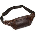 Genuine Leather Fanny Pack for Women & Men, Crossbody Waist Pack with Adjustable Strap, Hiking Hip Bum Belt for Travel, Hiking, Running - color: Coffee