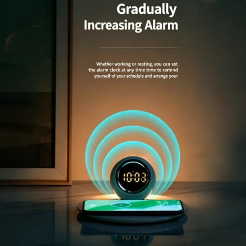 IHAO 3in1 Wireless Charging Station with Dual Alarm Clock & Night LightFast Wireless Charger for Phone iWatch Earbuds Touch Control Dimmable Bedside Lamp Elegant Design for Bedroom Desk K22T White - color: Wireless Charger Alarm Clock K22t White