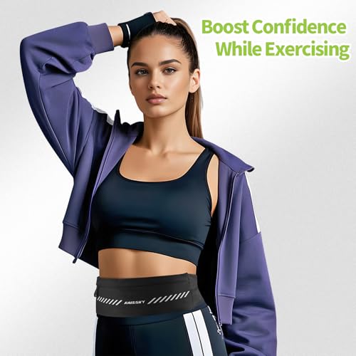 Slim Running Belt Fanny Pack for Men Women, Running Phone Holder, Waist Pack Runners Bag Money Belt with 3 Separate Pouch to Store Your Phone Key Money Safe, Waist Bag-Black - color: Black