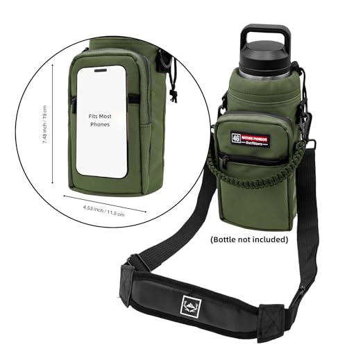 NATURE PIONEOR 26-128 oz Insulated Water Bottle Carrier Holder with Strap - color: Green, size: 40-46oz