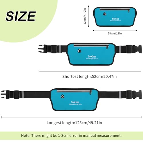 SooGree Running Belt Fanny Pack for Women Men Waterproof Waist Pack Runners Bag Slim Money belt Phone Holder for Sports Hiking Traveling Adjustable Strap Workout Pouch Lightweight Walking Jogging - color: Blue, size: 1188