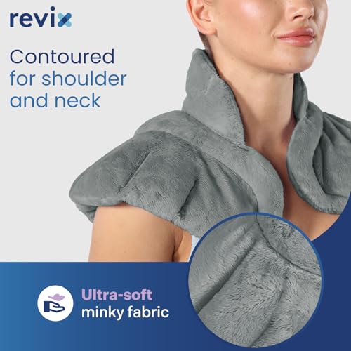 REVIX Neck Heating Pad Microwavable, Weighted Heat Wrap for Neck Shoulders - color: Darkgray