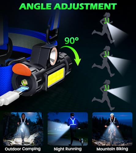 Running Lights for Runners,90°Adjustable LED Reflective Vest Running Gear,Rechargeable Chest Light Up Running Vest Night Walking Safety Gear for Night Walking/Cycling/Jogging - color: Blue