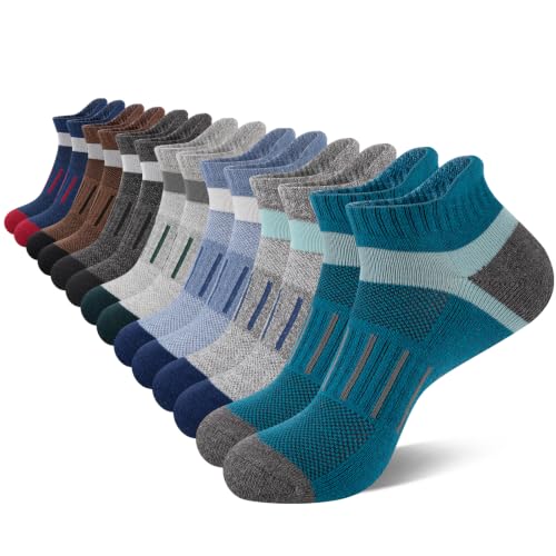 COOPLUS Mens Cushioned Ankle Running Socks Athletic Low Cut Moisture Wicking Cotton Short Sports Socks 7 Pairs - color: 7 Pairs Multicolor