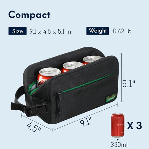 Haimont Freezable Snack Lunch Bag with Buckle Handle, Reusable Freezer Small Cooler, Mini Insulated Bag for Work Travel, Black - color: Black