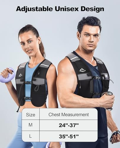 Running Vest for Women Men, Lightweight Breathable Hydration Vest with Large Compartment, Reflective Running Hydration Vest, Run Water Vest for Hiking Cycling Marathon Trail Jogging Race - size: Large