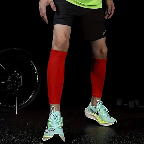 COUVER Unisex Long Leg Compression Sleeves - color: Red, size: Large