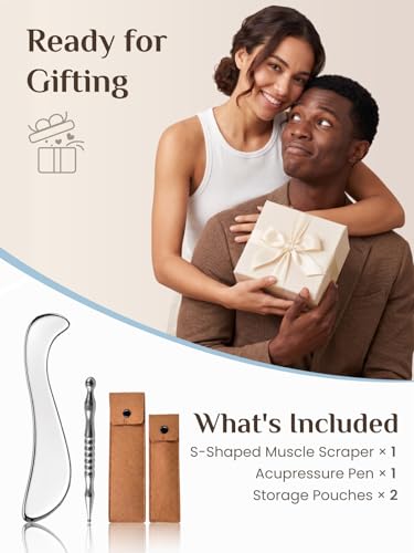 Rena Chris Stainless Steel Muscle Scraper Tool and Acupressure Pen 2-Pieces