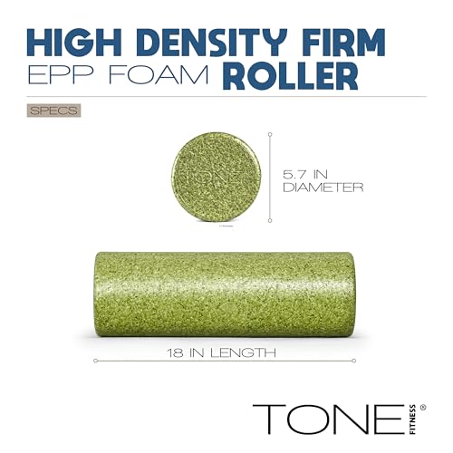 TONE Fitness Firm High-Density Foam Roller for Exercise, Massage & Recovery - color: Green, size: 18 Inch