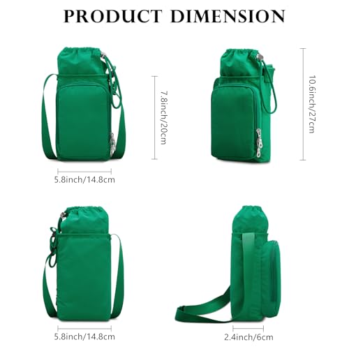Water Bottle Carrier 32oz Adjustable Convenient holder with Handy Storage - color: Green