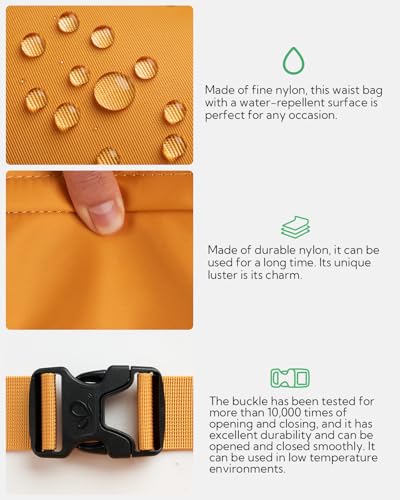 WATERFLY Fanny Pack Waist Bag: 2.5L Large 5 Zipper Pockets for Women Men - color: Tan