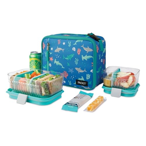 PackIt Freezable Classic Lunch Box, Sea Shark - color: Sea Shark
