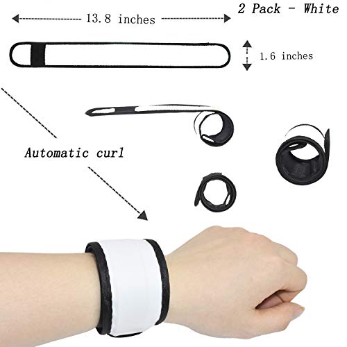 LED Glow Slap Bracelets Light Up Wristbands Flashing Arm Wrist Bands High Visibility Safety Gear Lights for Cycling Walking Running Concert Camping Outdoor Sports, Fits Women Men - color: 2 Pack - White