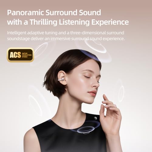 Open Ear Earbuds Clip On Headphones Wireless Earbuds for Workout(Rose Gold) - color: Rose Gold