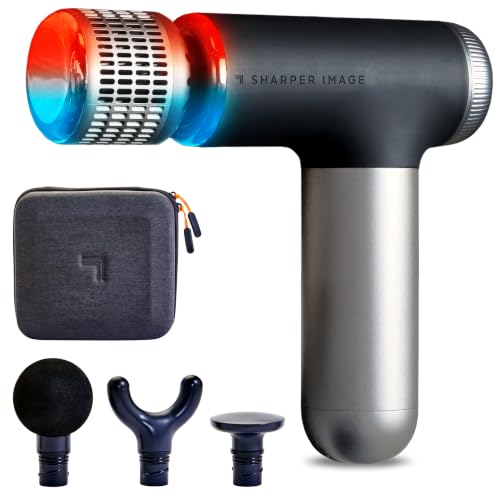 Sharper Image Powerboost Compact Heat & Cold Therapy Percussion Massage Gun - color: Black