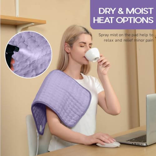 Heating Pad for Back Neck & Period Cramps, Auto Shut Off, Purple - color: Mineral Violet, size: 12'' x 24''