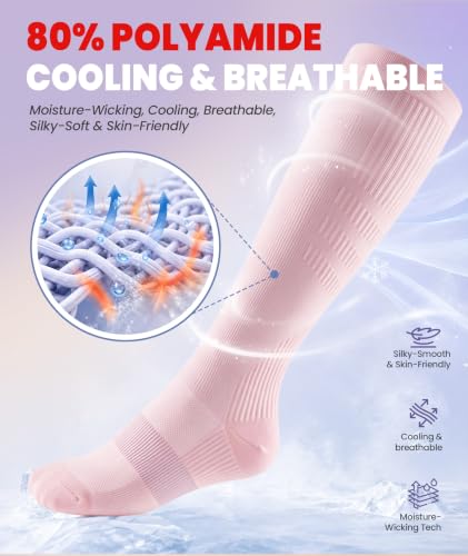 PULIOU Compression Socks for Women Men 15-20 mmHg Easy On Off,2 Pairs - color: Pink + Purple, size: Small-Medium